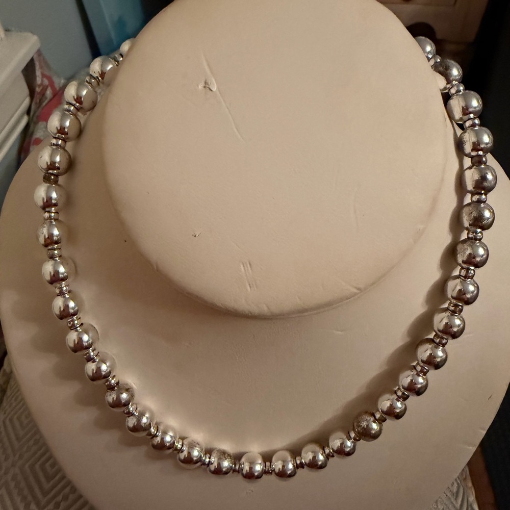 Elegant Silver Beaded Necklace Talbots NWT
